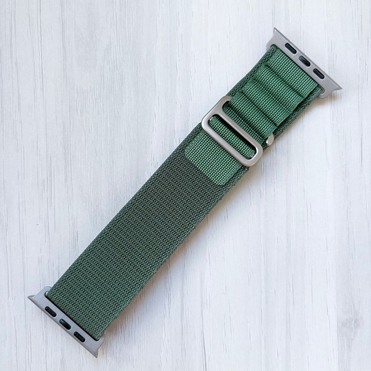 Army Green Alpine Loop band with silver connectors