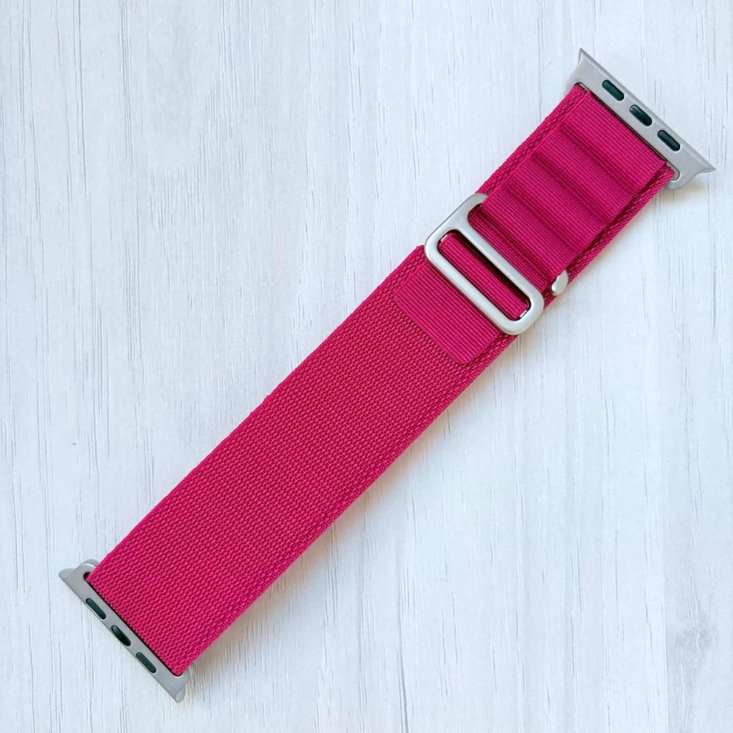 Red Alpine Loop band with silver connectors