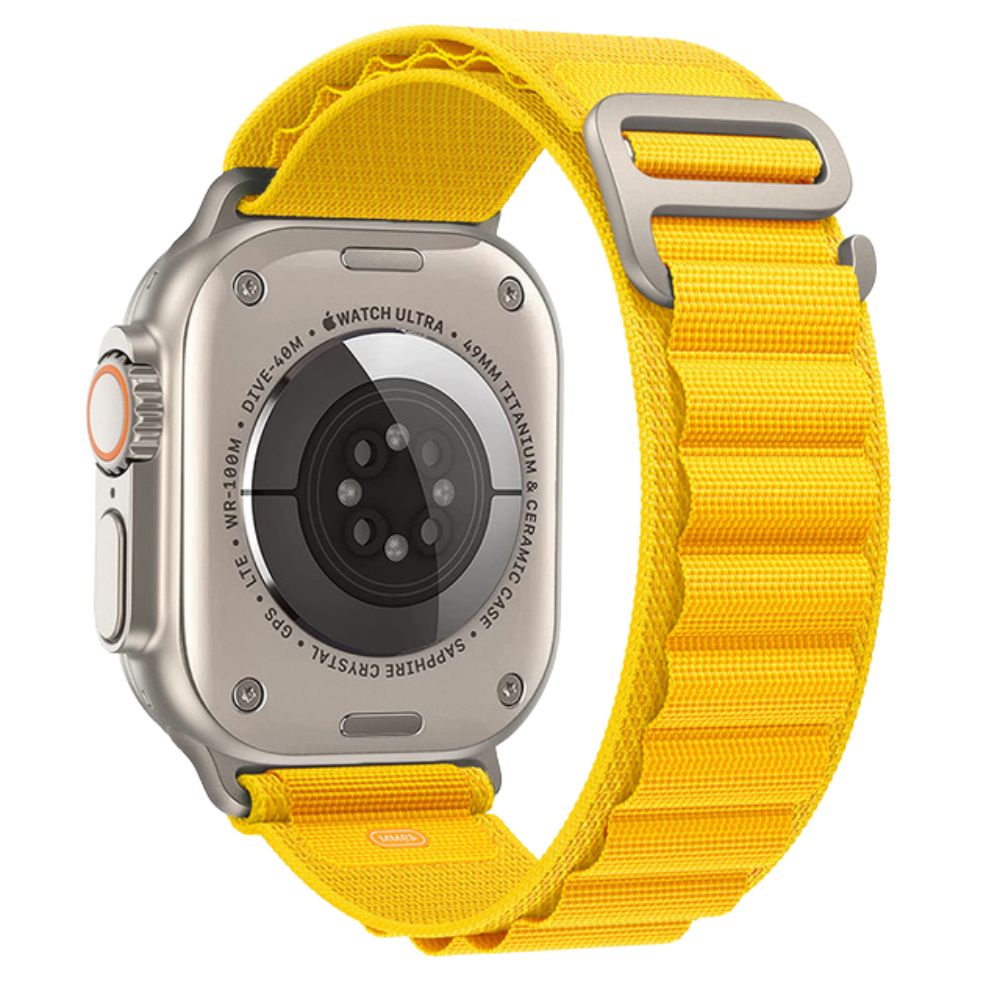 Apple Watch with Yellow Alpine Loop – side angle