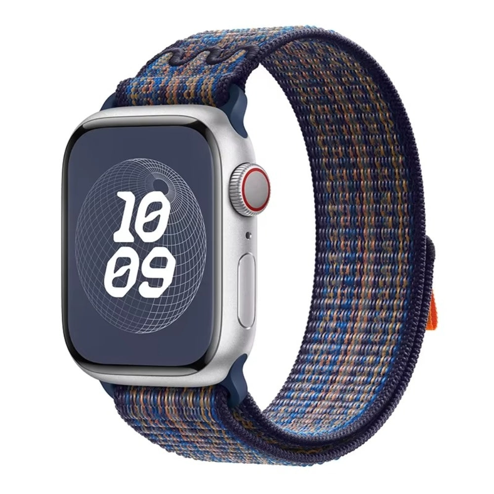 Blue Orange nylon loop band, stretch-fit, secure, and eye-catching.
