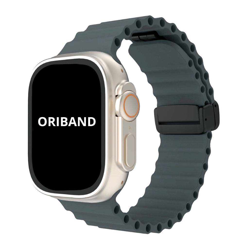 Dark Gray silicone ocean strap with magnetic buckle, rugged and versatile.