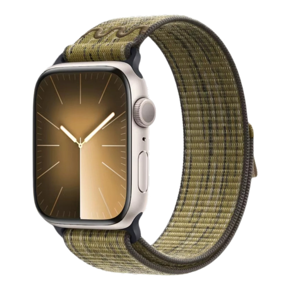 Green Grey sport loop band, rugged and stretchy nylon design.