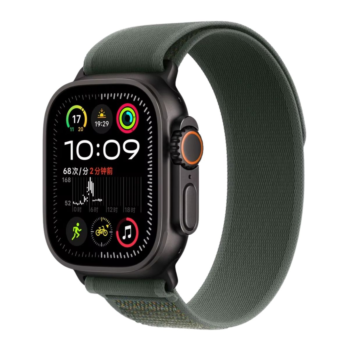 Green Trail Loop Apple Watch band with black connector – breathable, secure nylon strap for active lifestyles and all-day comfort.