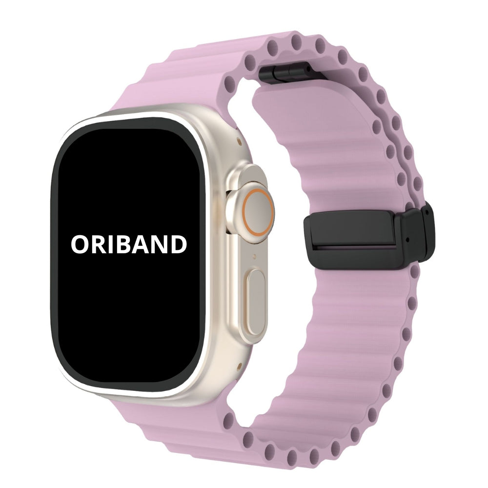 Lavender silicone ocean strap with magnetic buckle, soft pastel tone.