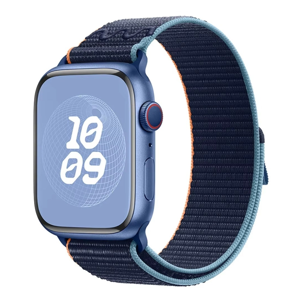 Navy Blue sport loop nylon strap, comfortable, stylish, and secure.