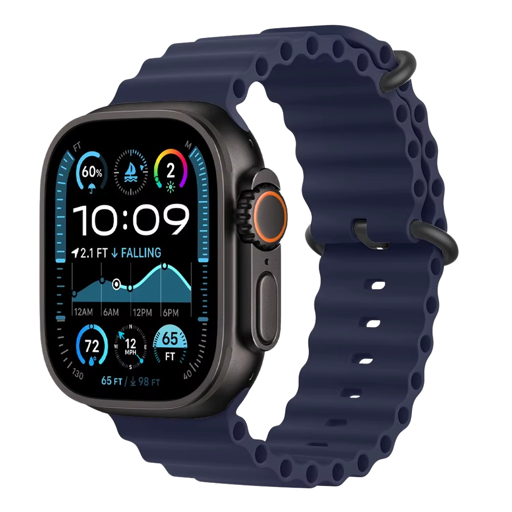 Midnight Blue Ocean Band for Apple Watch Ultra with Black titanium Buckle.
