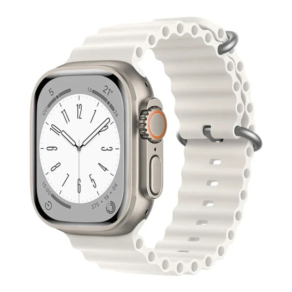 White Ocean Band for Apple Watch Ultra with clean design and rugged construction.