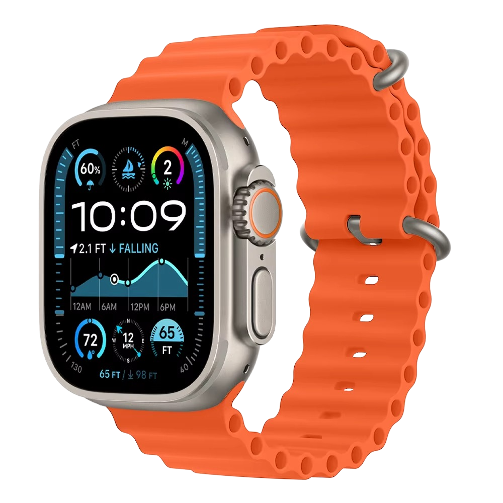 Orange Ocean Band for Apple Watch Ultra with rugged design and durable performance.