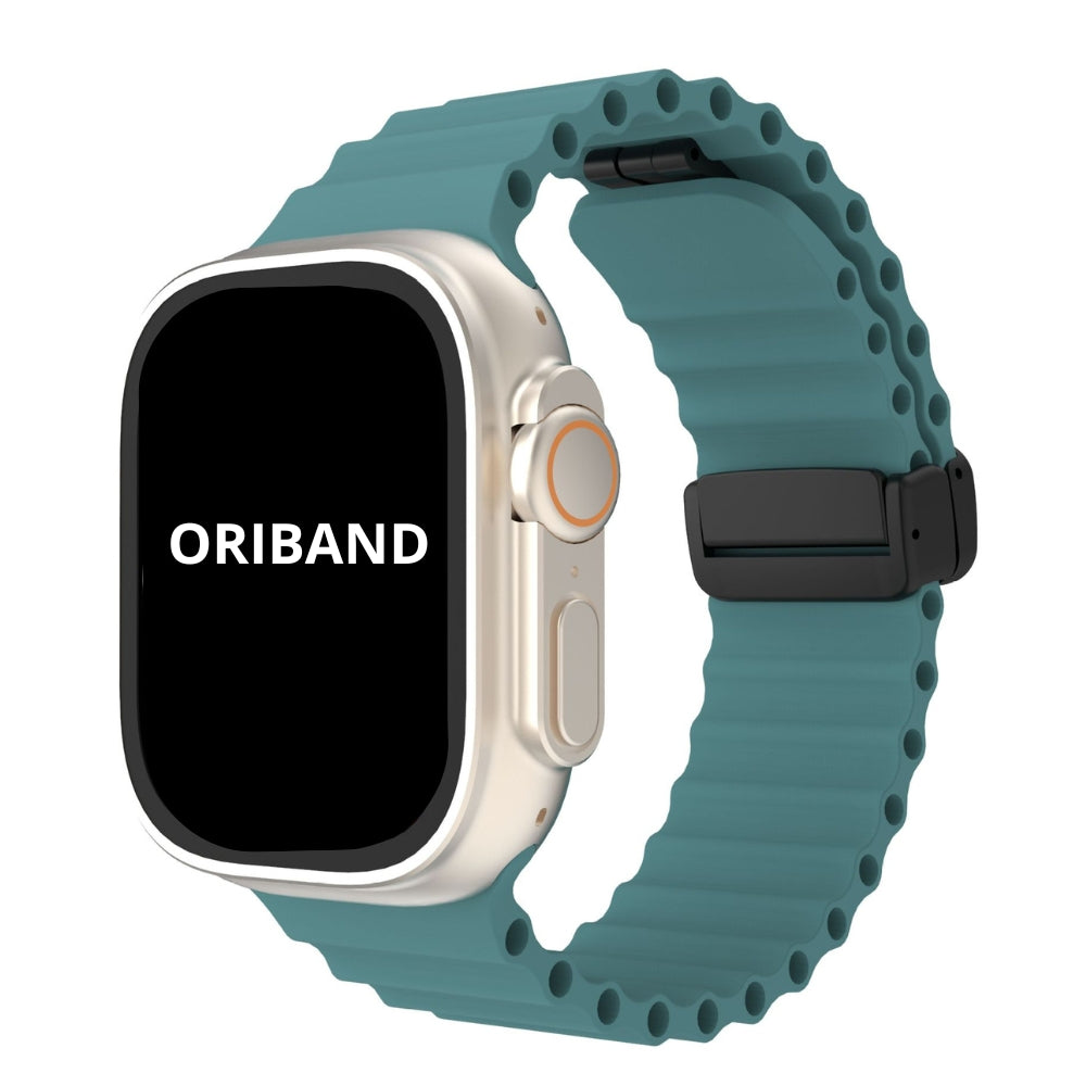 Pine Green silicone ocean strap with magnetic buckle, nature-inspired look.