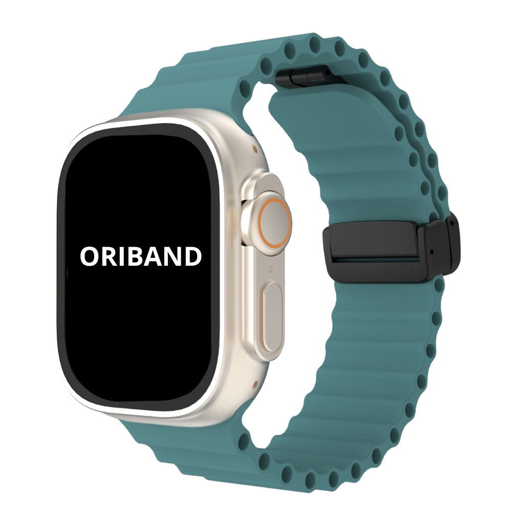 Pine Green silicone ocean strap with magnetic buckle, nature-inspired look.