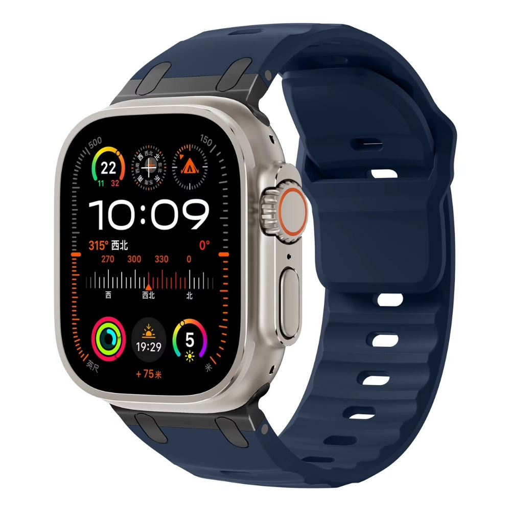 Midnight Blue rugged silicone sport band with metal clasp for Apple Watch Ultra