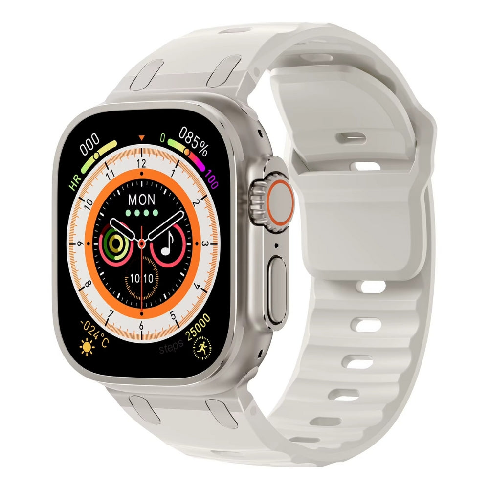 Starlight soft champagne silicone sport band with durable clasp for Apple Watch series