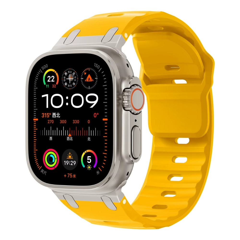 Bright Yellow silicone sport band – breathable & quick‑dry for Apple Watch