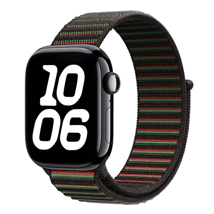 Black Unity edition Sport Loop Apple Watch band – bold, meaningful, and lightweight.