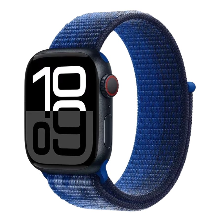 Blue Black Sport Loop – dynamic two-tone Apple Watch band with secure fit.