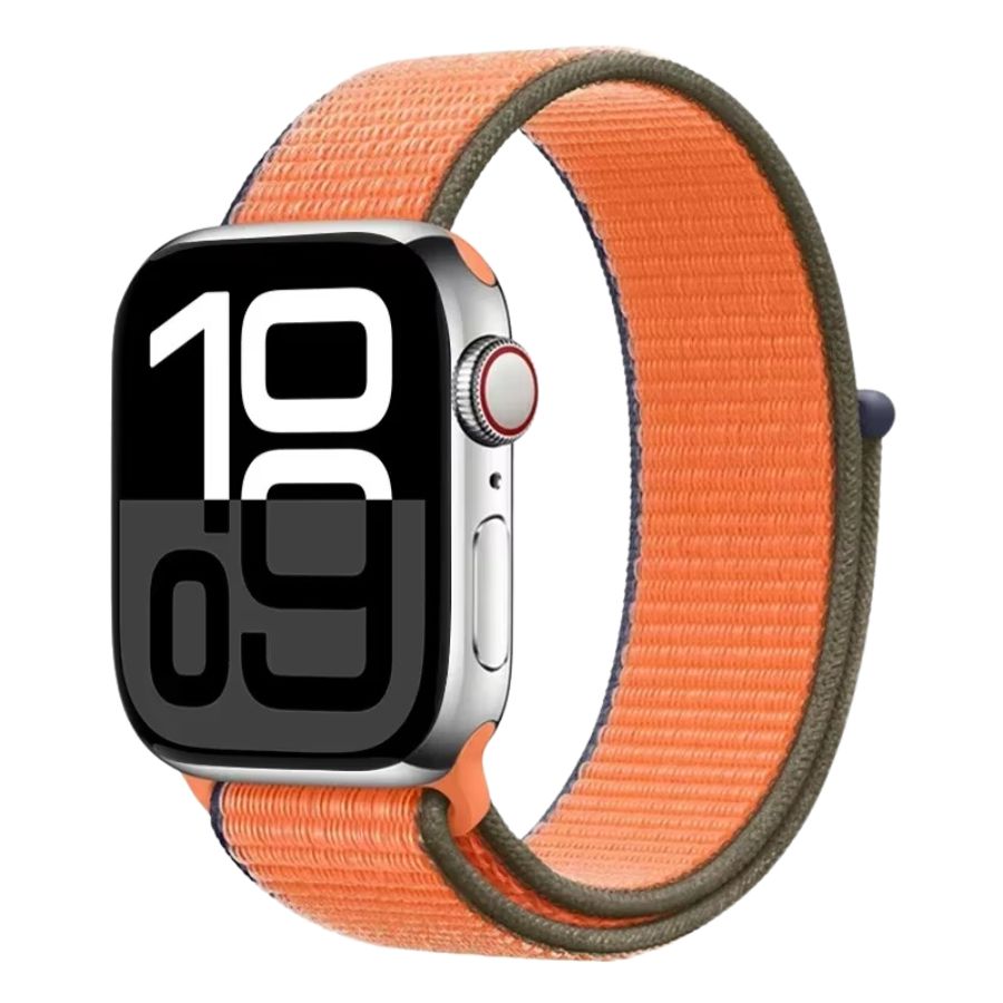Orange Sport Loop band for Apple Watch with bold design and reliable comfort.