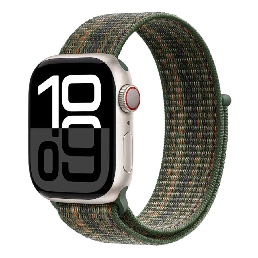 Sequoia Orange Sport Loop band with bold color and durable woven nylon design