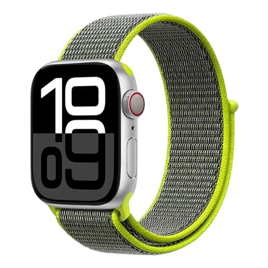 Yellow Line Sport Loop nylon band for Apple Watch – bold design with breathable comfort.