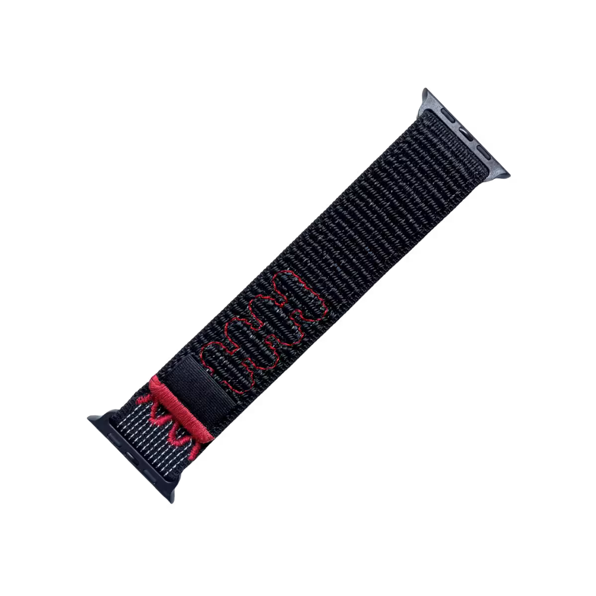 Black Nylon Apple watch strap on a white background