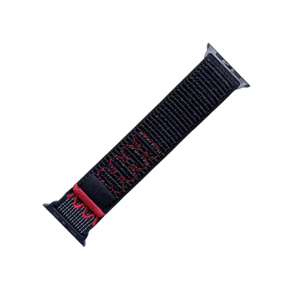Black Nylon Apple watch strap on a white background