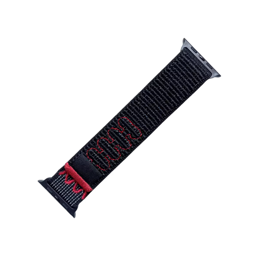 Black Nylon Apple watch strap on a white background