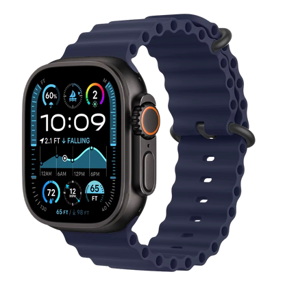 Midnight Blue Ocean Band for Apple Watch Ultra with Black titanium Buckle.