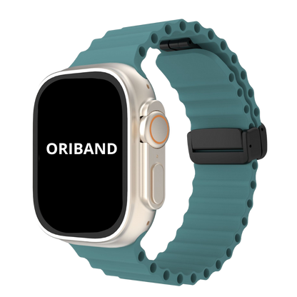 Pine Green silicone ocean strap with magnetic buckle, nature-inspired look.