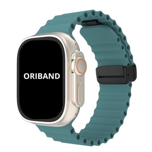 Pine Green silicone ocean strap with magnetic buckle, nature-inspired look.
