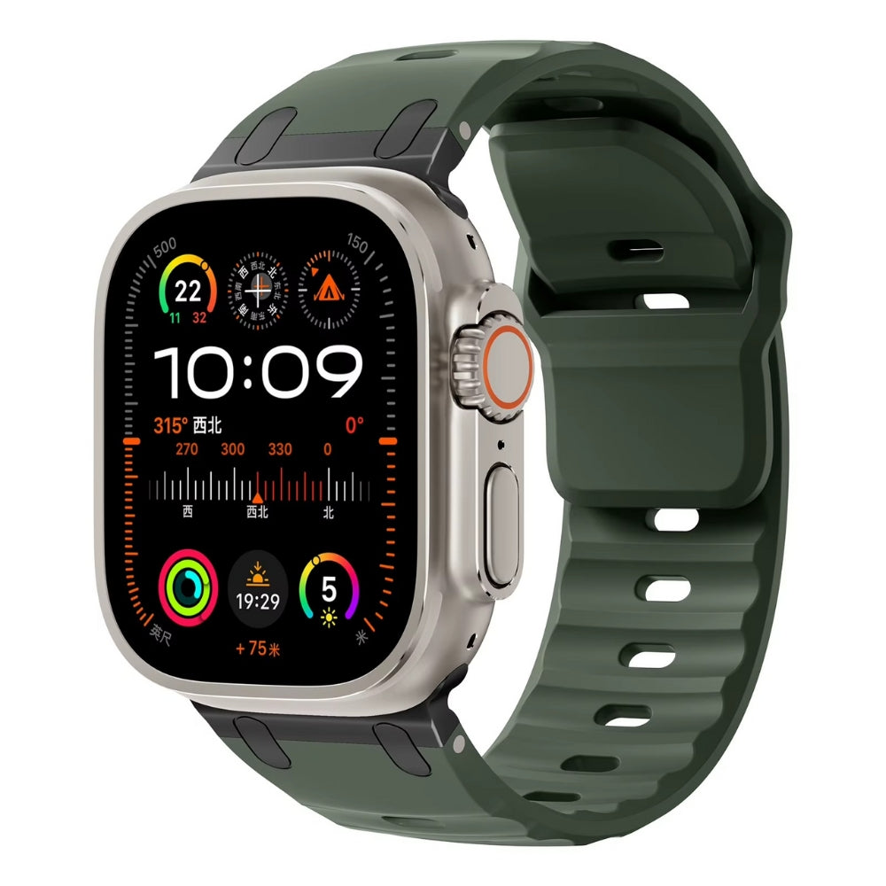 Army Green durable silicone sport band – waterproof and skin‑friendly
