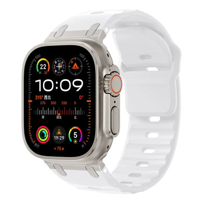White rugged silicone sport band – stain‑resistant and adjustable for Apple Watch