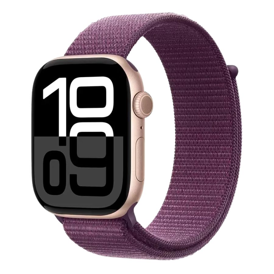 Plush Plum Sport Loop Apple Watch band – rich color meets soft, woven nylon comfort.